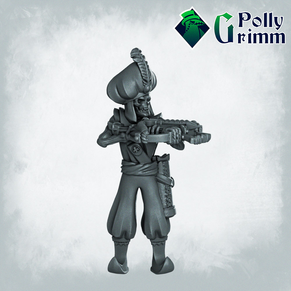 Fantasy and historic miniatures for tabletop games. Arabian Nightmare. Skeleton army. Soldier with crossbow